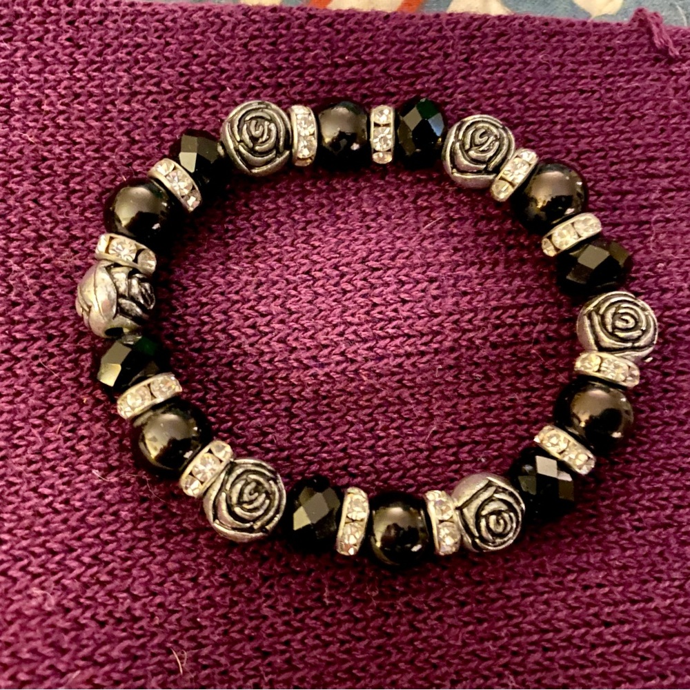 Black and Silver Stretchy Bracelet